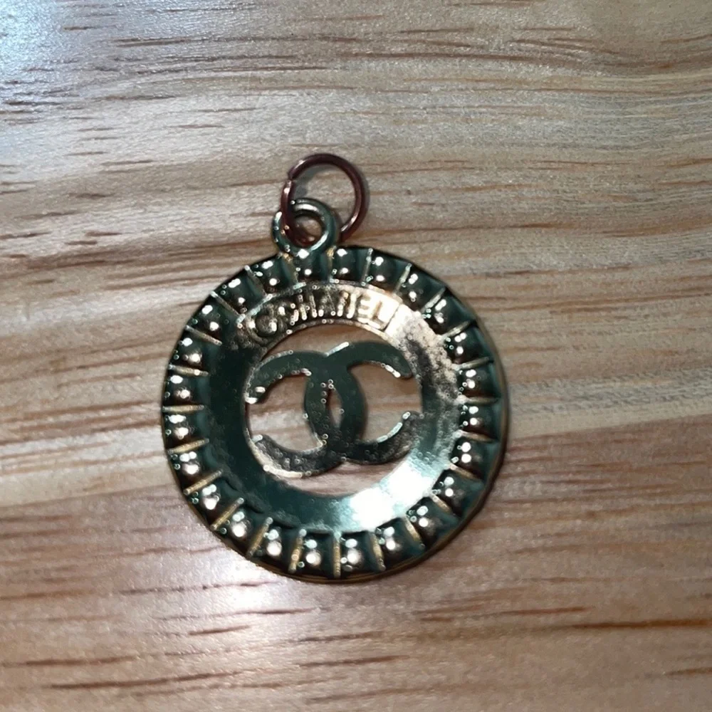Chanel Charm for Necklace Gold CC Iridescent Sparkle Authentic